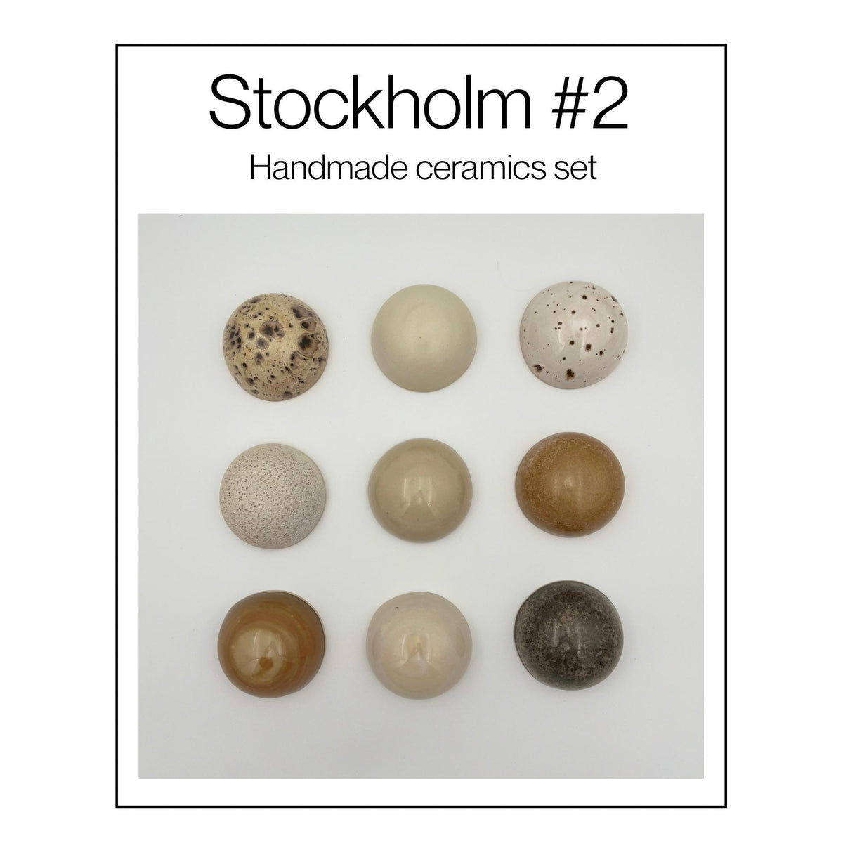 Stockholm set van 9 handgemaakte keramische wandkoepels in warme aardetinten, diameter per koepel ca. 9.5 cm