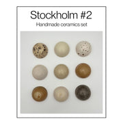 Stockholm set van 9 handgemaakte keramische wandkoepels in warme aardetinten, diameter per koepel ca. 9.5 cm