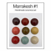 Marrakesh set van 9 keramische wandkoepels in aardetinten en turquoise, diameter per koepel ca. 9.5 cm