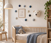 Santorini keramische wanddecoratie in blauw en wit, 9 koepels, diameter per koepel ca. 9.5 cm